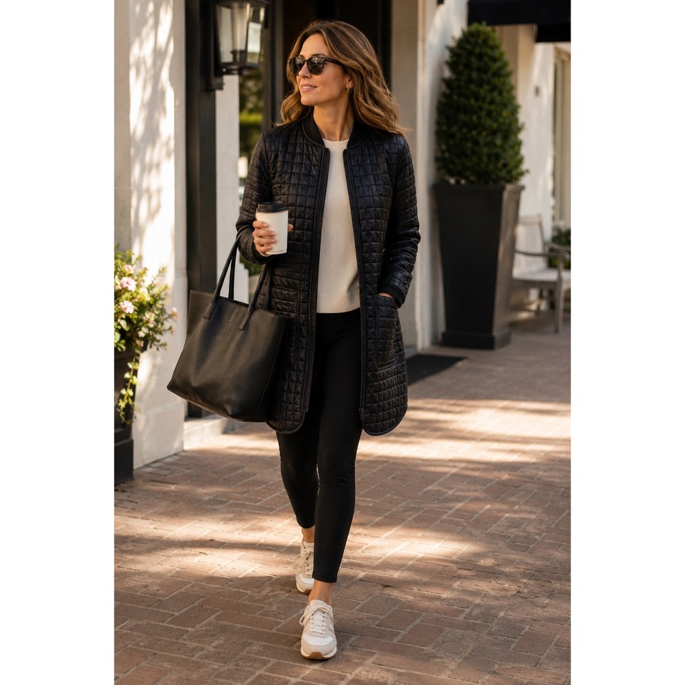 Athleta Grandview Shell Jacket Black Primaloft Quilted Long Coat Women